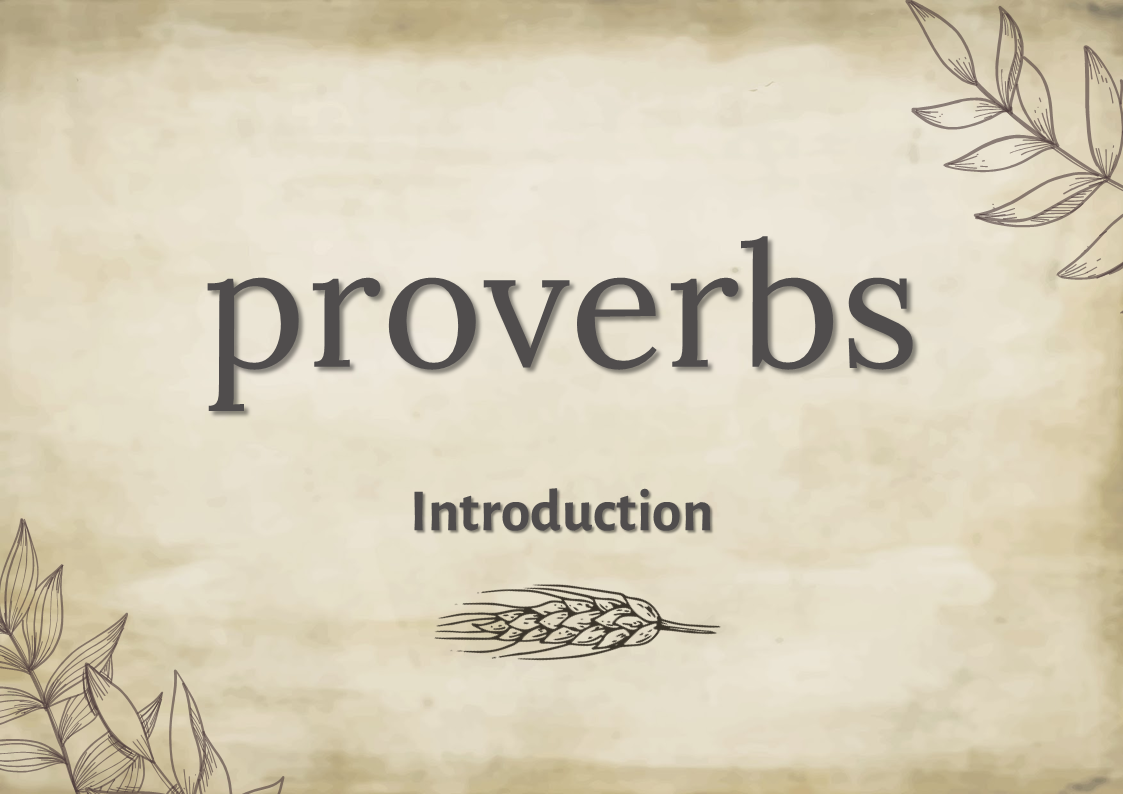 Proverbs Introduction